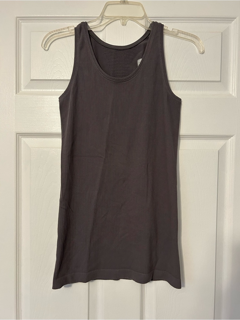 Athleta Pura Ribbed Tank Top Scoop Neck in Charcoal Gray